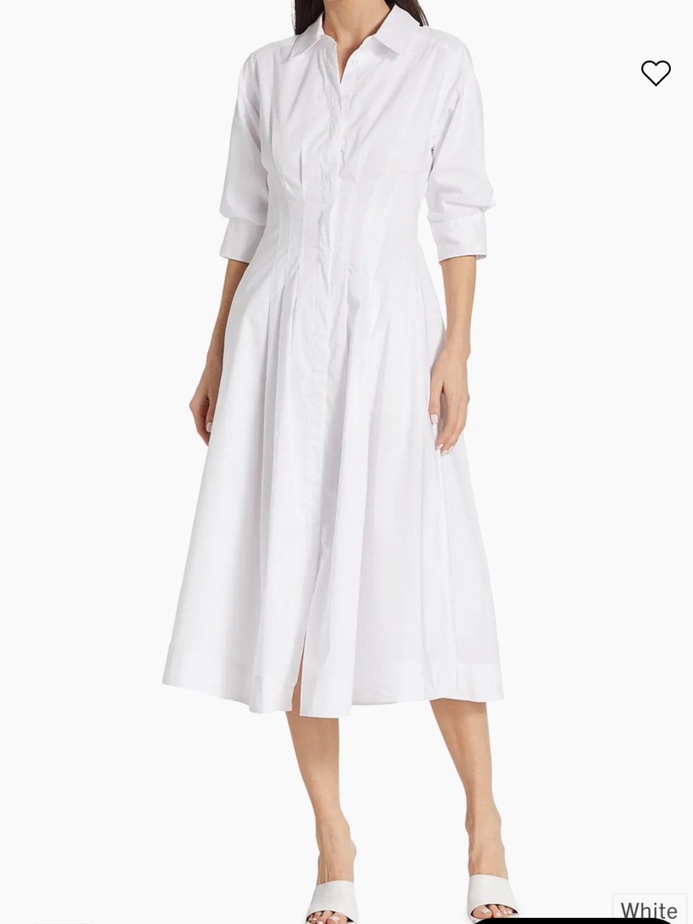 SIMKHAI Jazz Core Cotton Poplin Pintuck Midi-Dress M